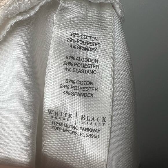 WHITE HOUSE BLACK MARKET Straight Leg Pant Mid Rise Flat Front White Size 12R - Picture 8 of 10